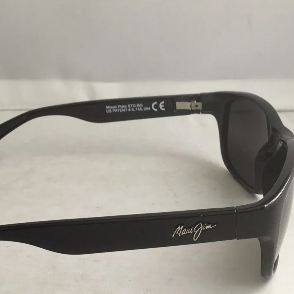 - Maui Jim Mixed Plate 721-02 Black Grey Polarized Unisex Sunglasses